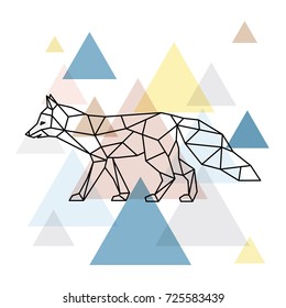 Silhouette of a geometric fox. Side view. Scandinavian style. Vector illustration.