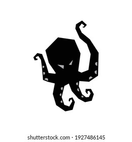 silhouette geometric octopus logo with tentacles_ octopus logo simple shape_good use for tattoo_logo_and icon