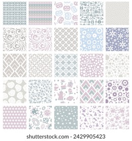 Silhouette of  geometric pattern seamless tile  pastel  cut file  vector seamless set