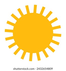 Forma geométrica de la silueta del sol o de la estrella con los rayos en estilo plano, icono simple del tiempo minimalista 
o pegatina aislada en blanco, fondo para texto, juegos o para publicaciones en redes sociales