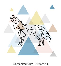 Silhouette of a geometric wolf. Side view. Scandinavian style. Vector illustration.