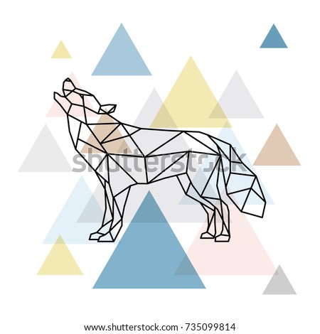 Silhouette of a geometric wolf. Side view. Scandinavian style. Vector illustration.