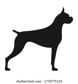 Silhouette of a German boxer. Vector stock icon isolated on a white background.