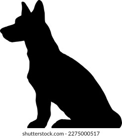 Silhouette: German shepherd dog sitting from the side