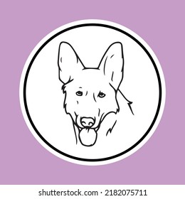 Silhouette of a German Shepherd as sticker for web design. Lovely shepherd dog as sticker for design websites, applications or social network communication. Pretty sheep-dog for logo, icon or sign.