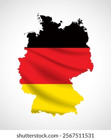 Silhouette of Germany map filled with the German flag design, symbolizing national pride, cultural heritage, and geographic identity.  
