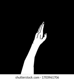 Silhouette gesture hand for design element on black background