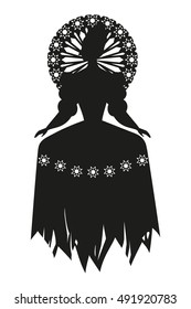 Silhouette of ghost lady in a dress with crinoline