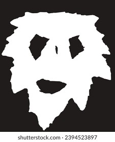 Silhouette einer Geistermaske oder menschliches Gesicht in Schwarz-Weiß. Halloween, Angst und Schrecken. Vektorgrafik