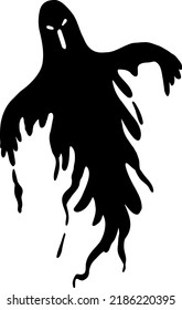 The silhouette of a ghost. The mystical evil spirit of Halloween. A stylized soul, a monster. Vector illustration hand-drawn. Isolated object on a white background.