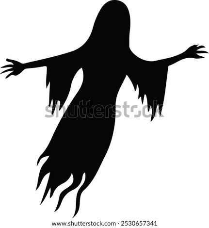 silhouette of a ghost woman on a white background