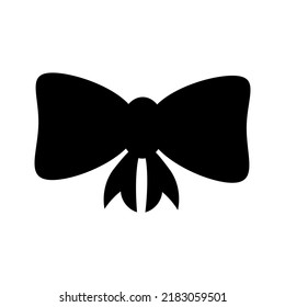 Silhouette Gift Bow. Flat Vector Illustration Isolated On White Background.