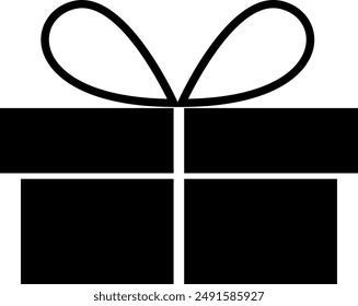 Silhouette of gift box with a bow. Black color. Vector illustration with transparent background