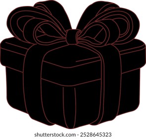 Silhouette of Gift Box with Large Bow, Perfect for Holiday Themes, Promotional Graphics,
 and Special Occasion Designs