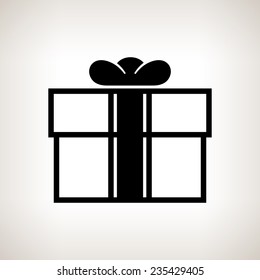 Silhouette gift box on a light background, black and white  vector illustration