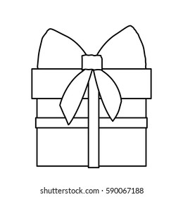 silhouette gift box with ribbon wrapping vector illustration