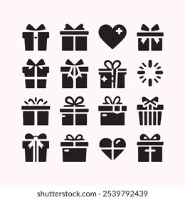 Icono del Vector de la caja de regalo de la silueta, caja de regalo del Vector, icono de la caja, Vector