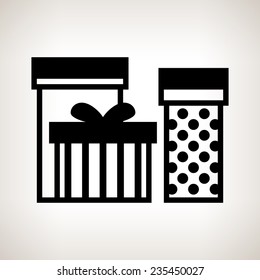 Silhouette gift boxes on a light background, black and white  vector illustration