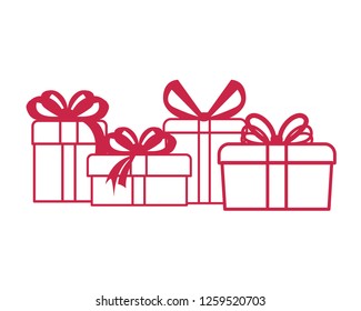 silhouette gift boxes on white background