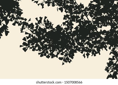 Silhouette Of Ginkgo Tree. Vector Illustration.