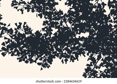 Silhouette Of Ginkgo Tree. Vector Illustration.