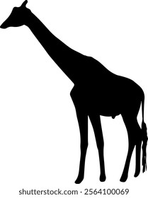 Silhouette of giraffe isolated on white background. side view. vector design element eps 10