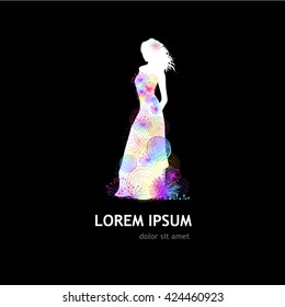 Silhouette of a girl in an abstract dress. Vector