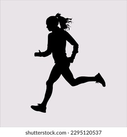 silhouette girl athlete running sport vector
