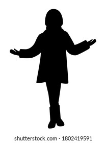 Silhouette of a girl in an autumn coat and boots Isolated on a white background. Vector illustration