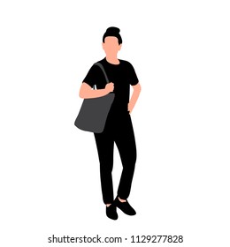 silhouette of girl with bag, posing