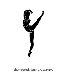 Silhouette girl ballet dancer vector design. simple and elegant