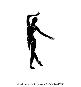Silhouette girl ballet dancer vector design. simple and elegant