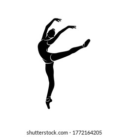 Silhouette girl ballet dancer vector design. simple and elegant