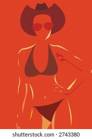 a silhouette of a girl in a bathing suit