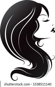 Silhouette of a girl with beautiful hair for a beauty salon