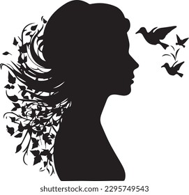 silhouette girl of a black and white