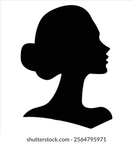  silhouette  girl.  black woman face with stylized hairstyle. Vector illustration of girl head .