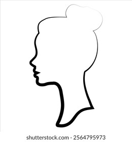  silhouette  girl.  black woman face with stylized hairstyle. Vector illustration of girl head .