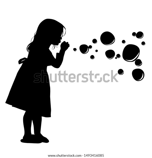 Silhouette Girl Blowing Soap Bubbles Vector Stock Vector (Royalty Free ...