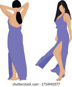 silhouette of a girl in a blue dress rest mood calm