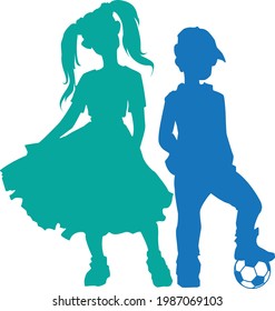 silhouette of a girl and a boy at a football game