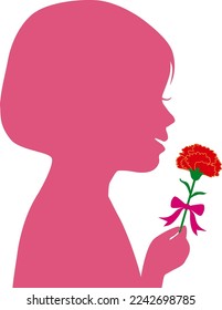 silhouette of a girl with carnation