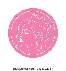 silhouette of a girl with a crown Logo. Symbol for stylist and hair salon. Logo template.