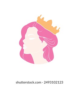 silhouette of a girl with a crown Logo. Symbol for stylist and hair salon. Logo template.