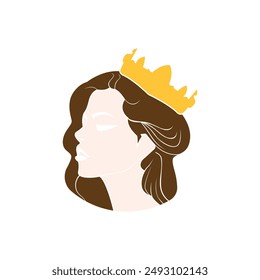silhouette of a girl with a crown Logo. Symbol for stylist and hair salon. Logo template.