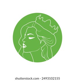 silhouette of a girl with a crown Logo. Symbol for stylist and hair salon. Logo template.