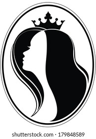 Silhouette of a girl and a crown on a different layers