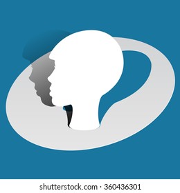 Silhouette of the girl cut from paper. Vector illustration.
