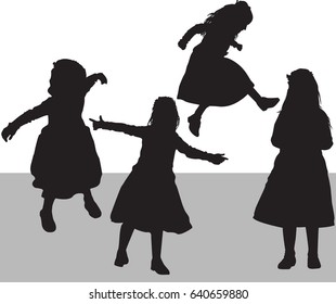 silhouette girl, cute kids dancer