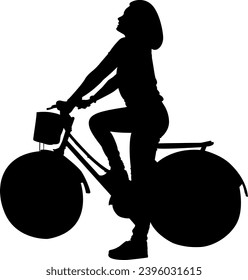 silhouette of a girl with cycle